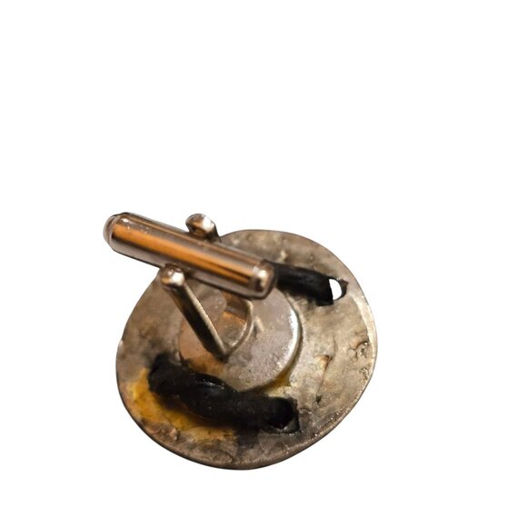 Vintage 80s Rare Alexis Lahellec Paris NOS Silver Metal & Leather Cufflinks - Picture 4 of 5